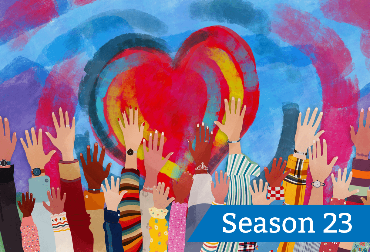 image: colourful heart surrounded by many hands (iStockphoto)