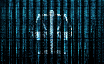 image: scales of justice made of binary code (iStockphoto)