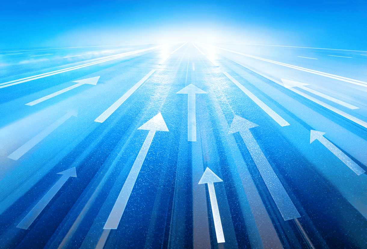 image: arrows moving into a bright horizon (iStockphoto)